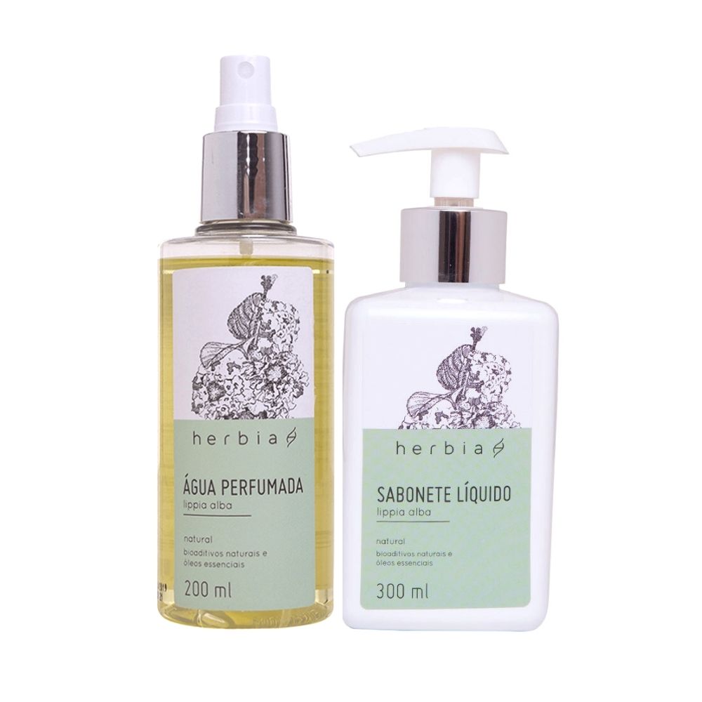 Kit Natural para Lavabo com Sabonete Líquido e Água perfumada Lippia Alba - Herbia