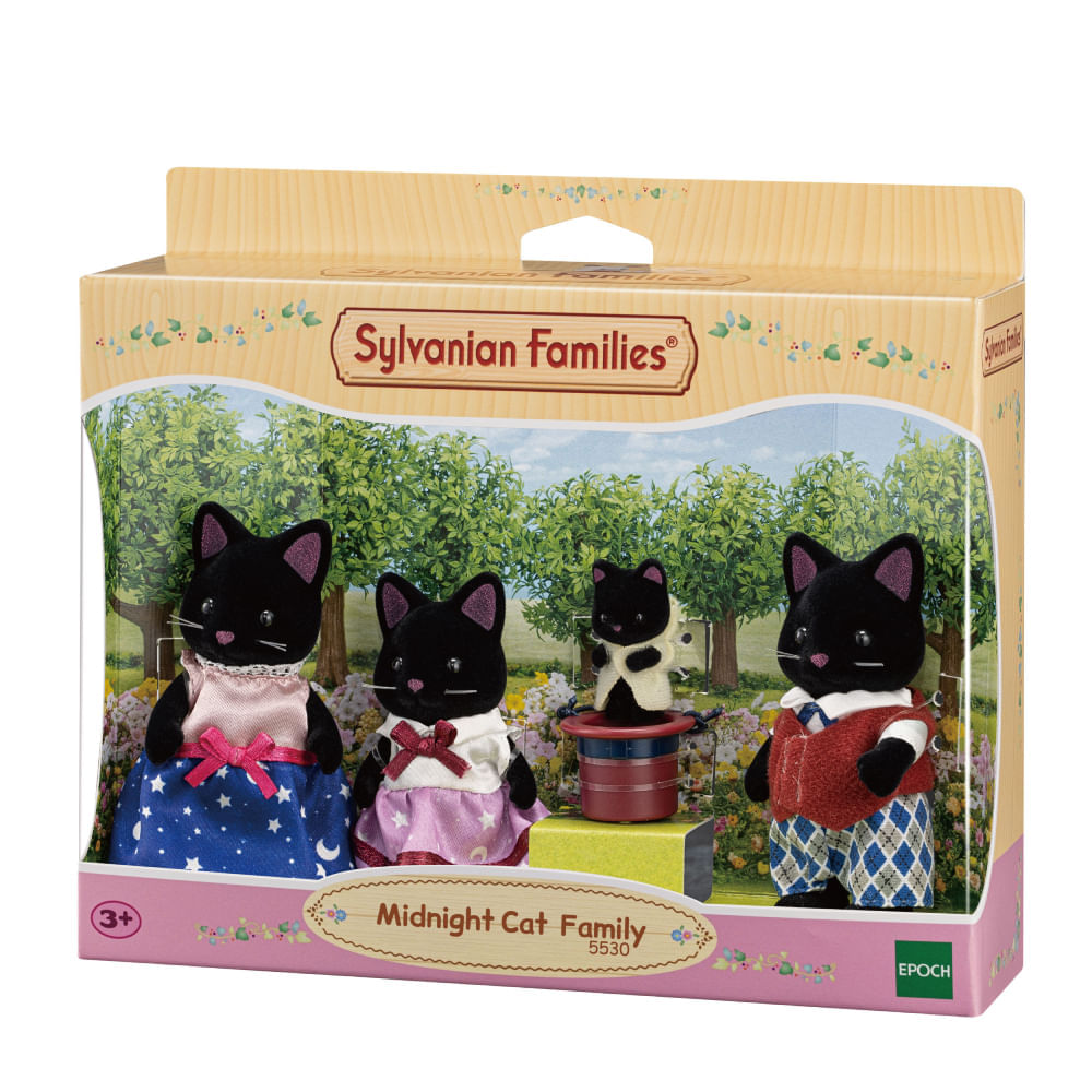 Encontraproduto.com.br - Sylvanian Families - Familia Dos Gatos Meia-Noite - 5530 EPOCH MAGIA
