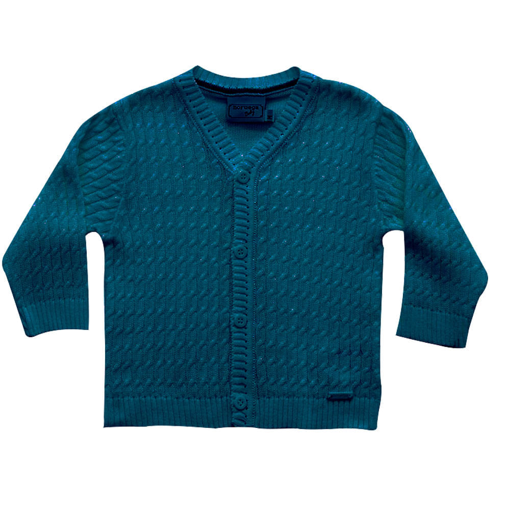 Casaco Infantil - Ponto Tranças - Malha - Azul Marinho - Noruega