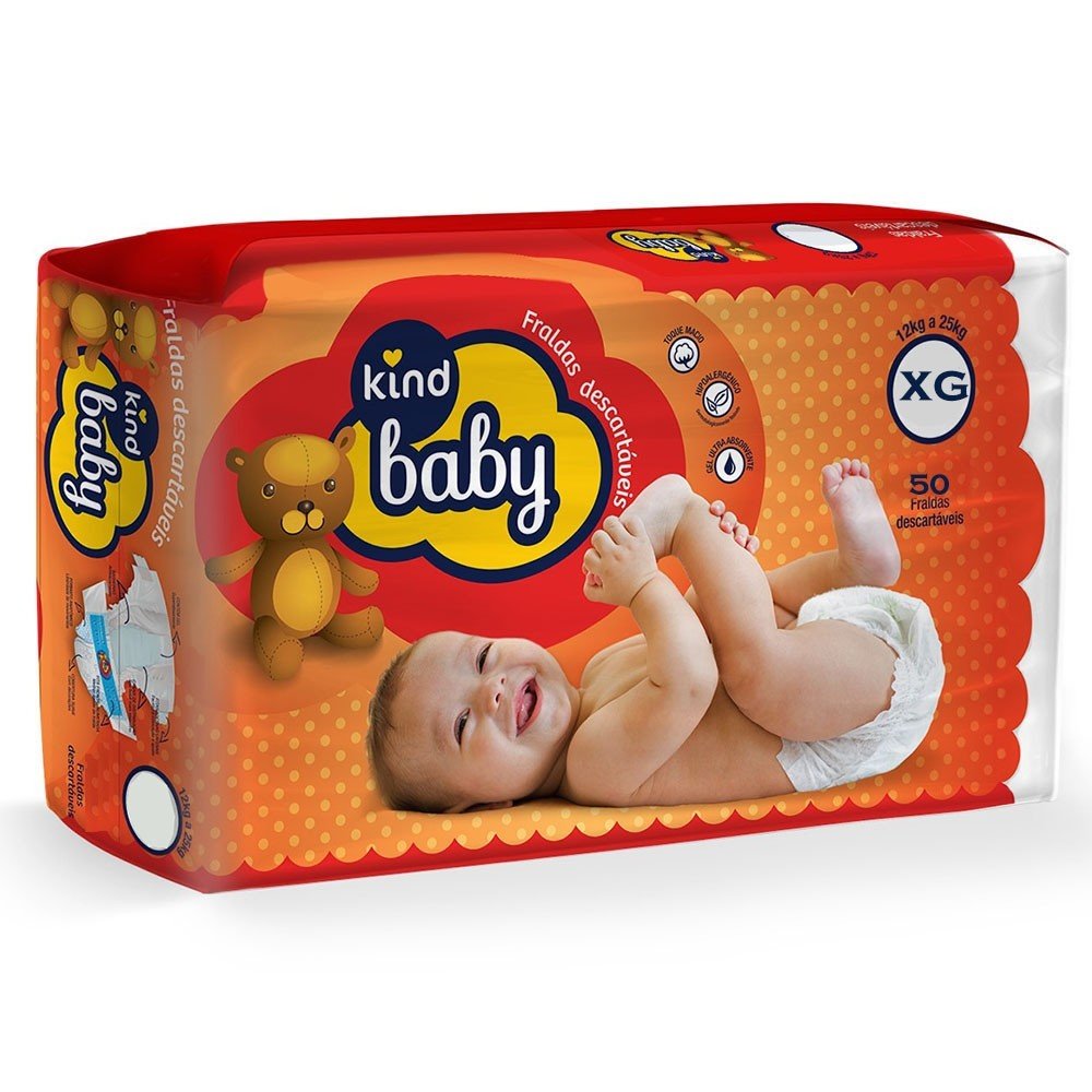 Encontraproduto.com.br - Fraldas Kind Baby XG 50 Unidades